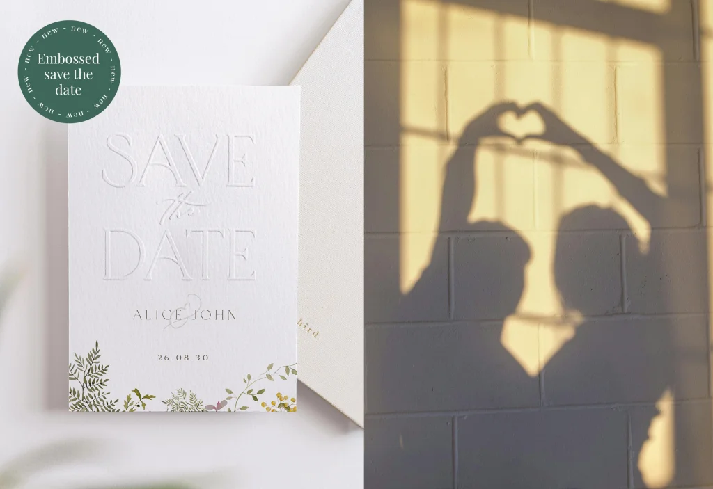 The embossed save the date