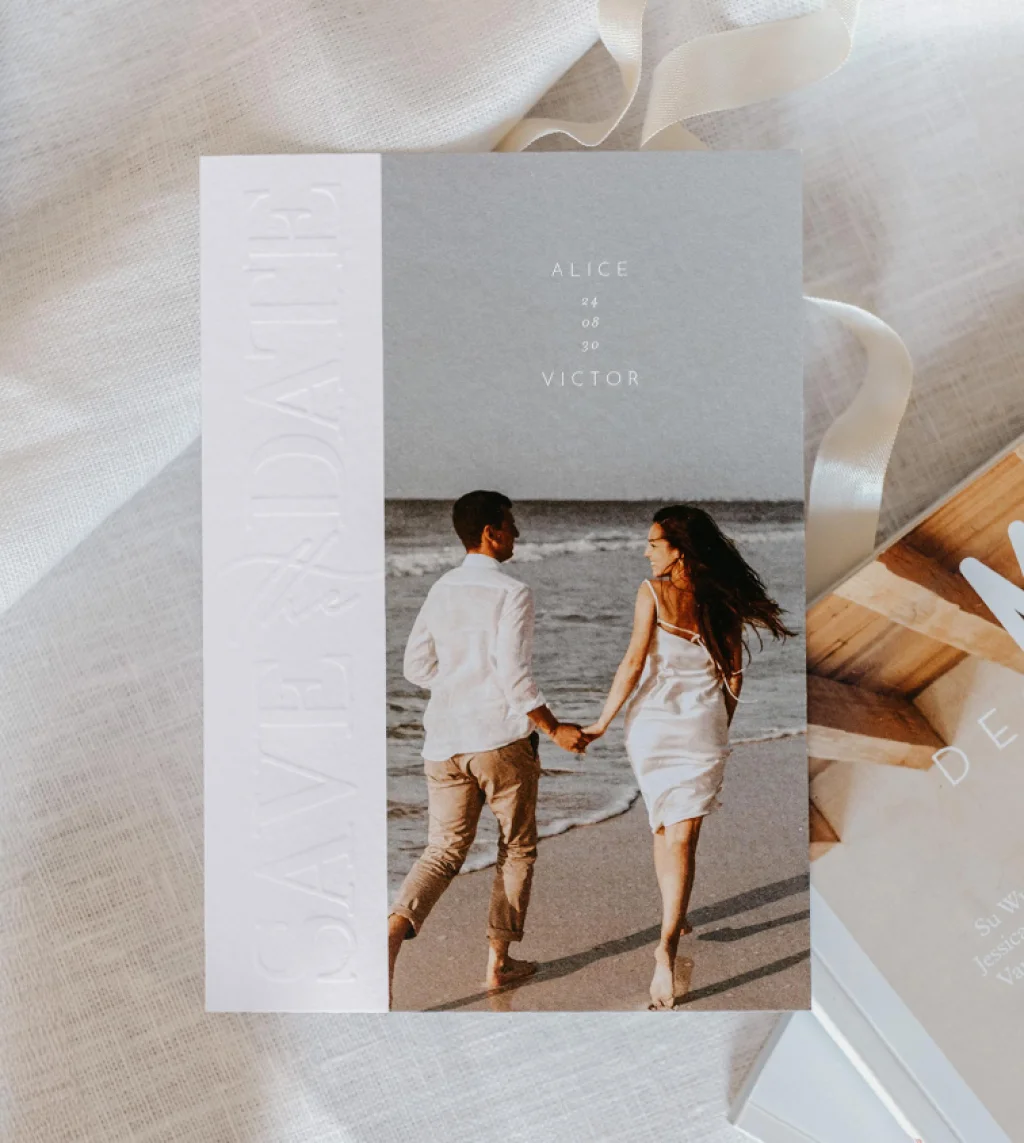 The embossed save the date