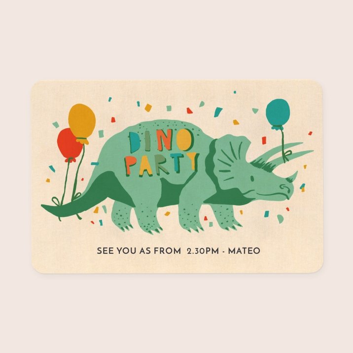 Birthday Invitations Party Triceratops Cottonbird 7702